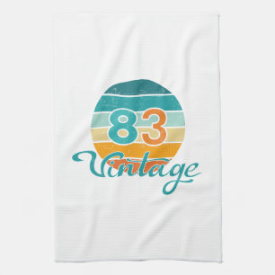 Retro Sunset 83 Vintage Distressed Tea Towel
