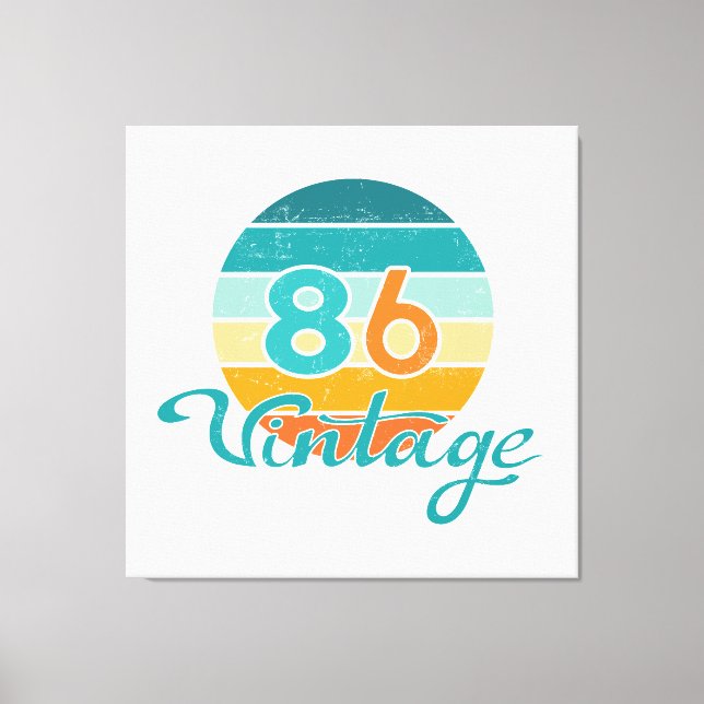 Retro Sunset 86 Vintage Distressed Canvas Print (Front)