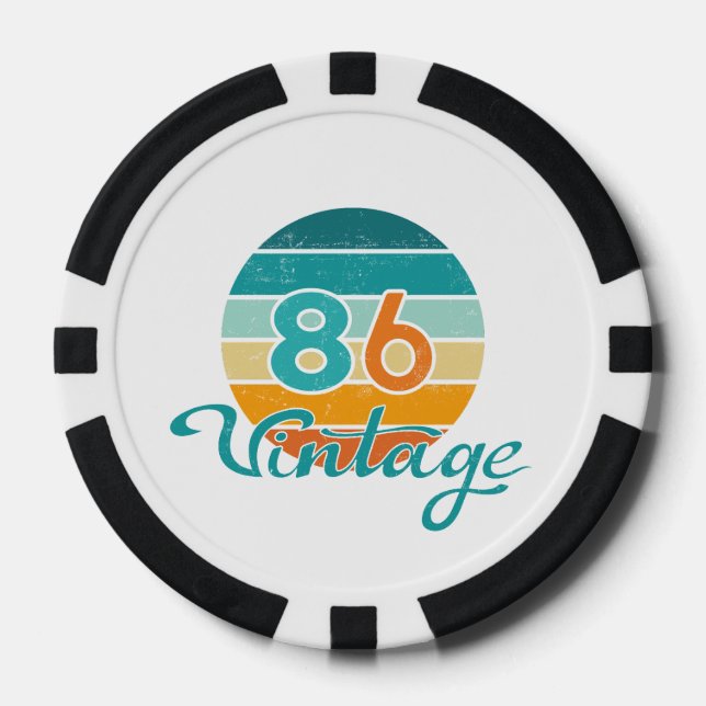Retro Sunset 86 Vintage Distressed Poker Chips (Front)
