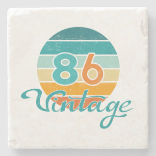 Retro Sunset 86 Vintage Distressed Stone Coaster
