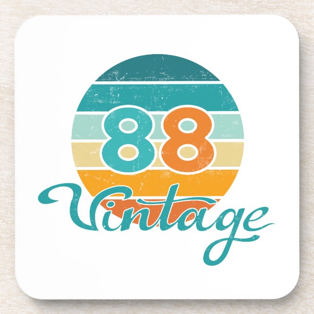 Retro Sunset 88 Vintage Distressed Coaster (Front)