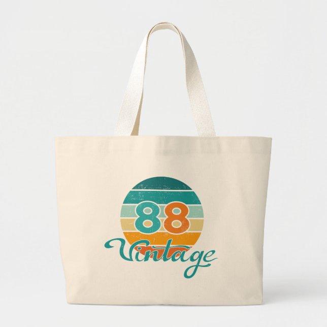 Retro Sunset 88 Vintage Distressed Large Tote Bag (Front)