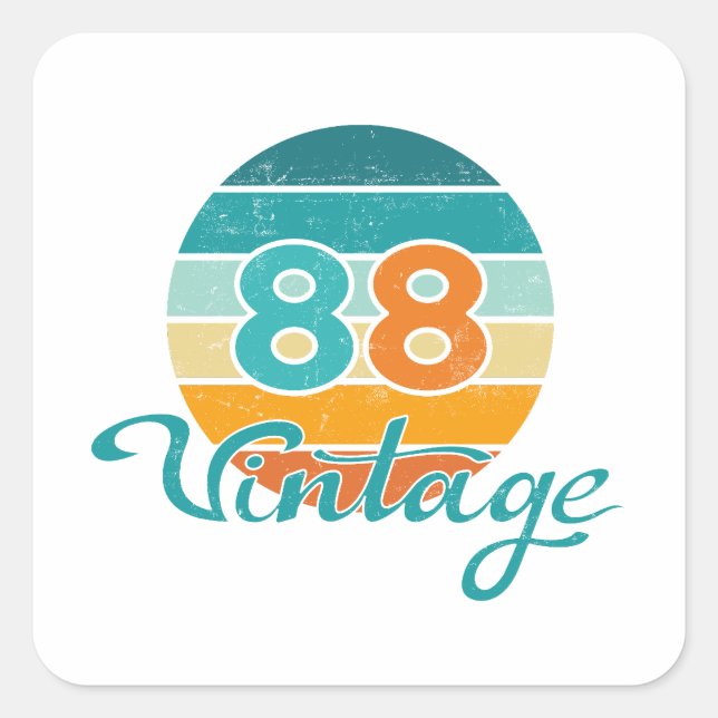 Retro Sunset 88 Vintage Distressed Square Sticker (Front)