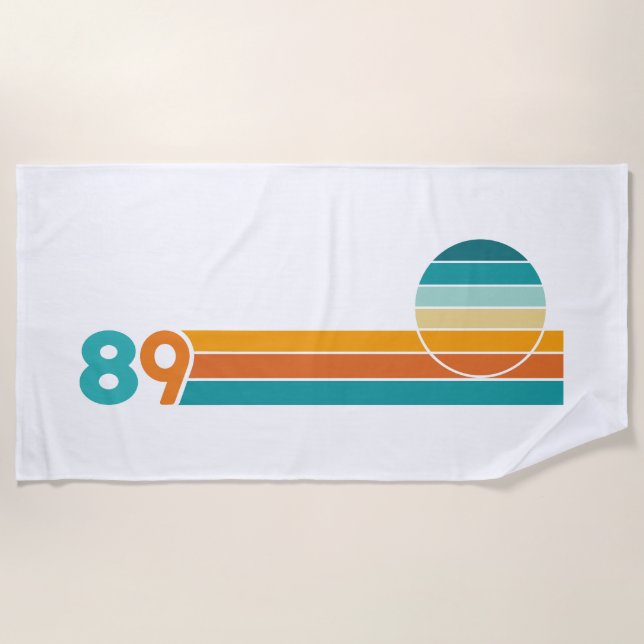 Retro Sunset 89 Beach Towel (Front)