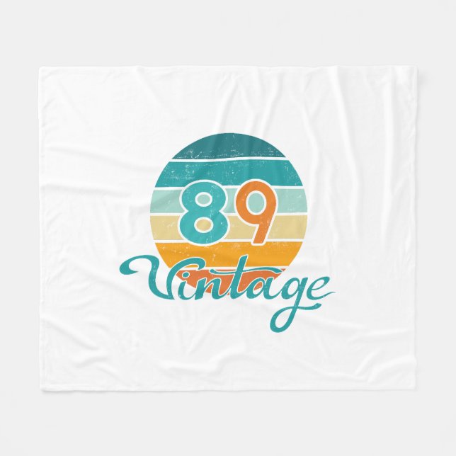 Retro Sunset 89 Vintage Distressed Fleece Blanket (Front (Horizontal))