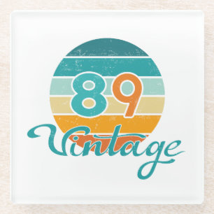 Retro Sunset 89 Vintage Distressed Glass Coaster