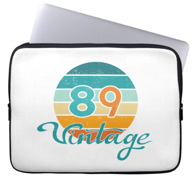 Retro Sunset 89 Vintage Distressed Laptop Sleeve (Front)