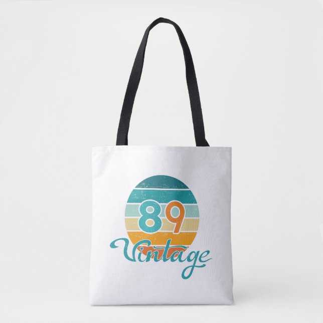 Retro Sunset 89 Vintage Distressed Tote Bag (Front)