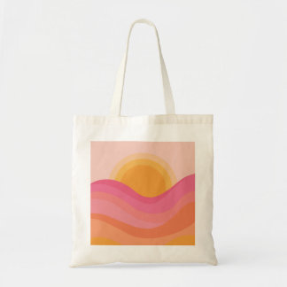 Retro Sunset Abstract Tote Bag