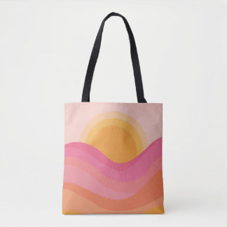 Retro Sunset Abstract Tote Bag