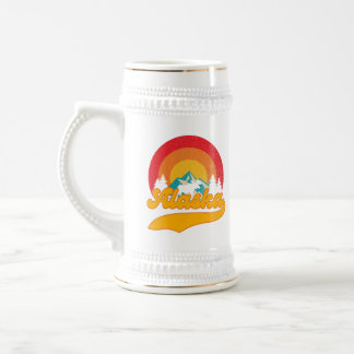 Retro Sunset Alaska Juneau Moose 0Mountains Wild Beer Stein