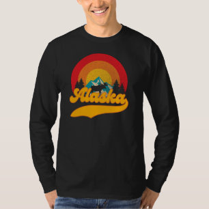 Retro Sunset Alaska Juneau Moose 0Mountains Wild T-Shirt