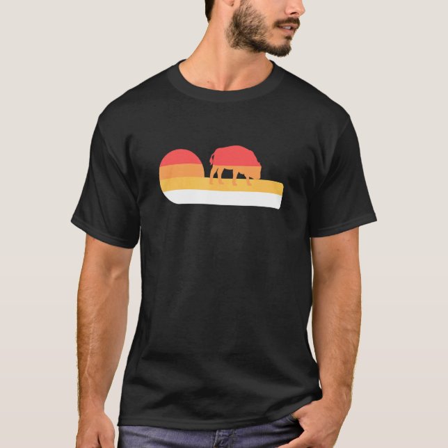 Retro Sunset American Bison T-Shirt (Front)