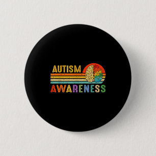 Retro Sunset Autism Awareness Neurodiversity Spect 6 Cm Round Badge
