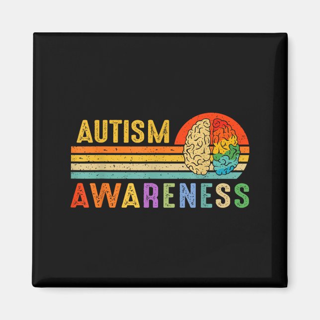 Retro Sunset Autism Awareness Neurodiversity Spect Magnet (Front)
