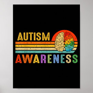 Retro Sunset Autism Awareness Neurodiversity Spect Poster