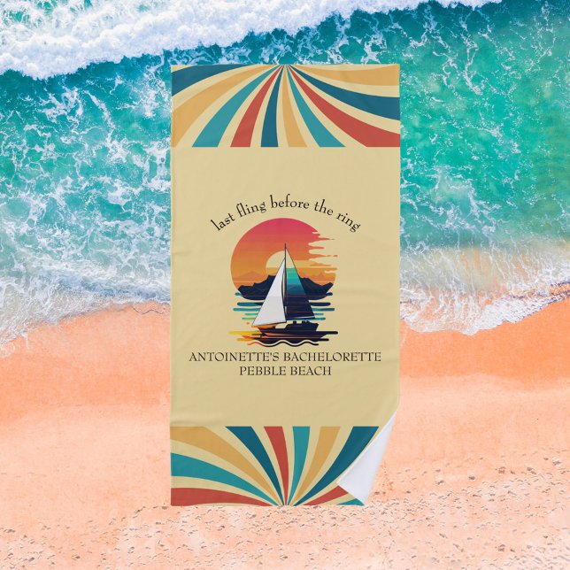 Retro Sunset Bachelorette Beach Towel (Creator Uploaded)