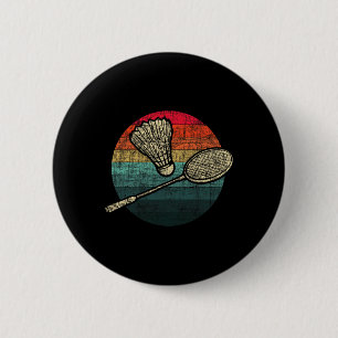 Retro Sunset Badminton - Birdie Shuttle Athletes 6 Cm Round Badge