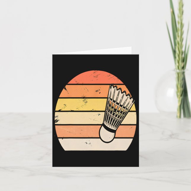 Retro Sunset Badminton  Card (Front)