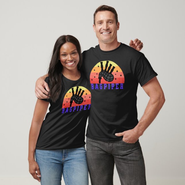 Retro Sunset Bagpiper T-Shirt (Unisex)