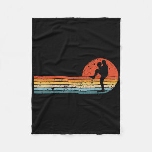 Retro Sunset Baseball Pitcher Vintage Baseball Pla Fleece Blanket