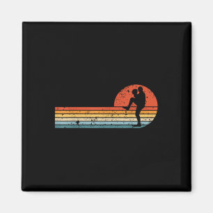 Retro Sunset Baseball Pitcher Vintage Baseball Pla Magnet