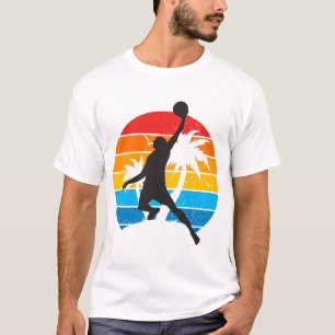 Retro Sunset Basketball Dunk Hoop Sports T-Shirt