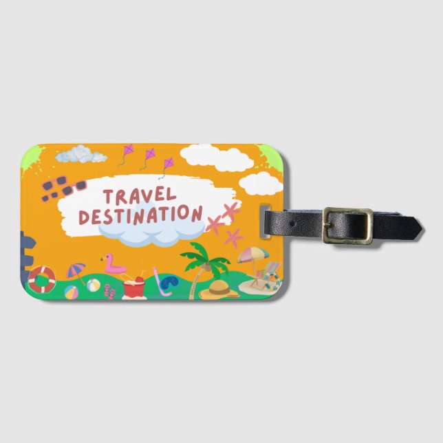 Retro Sunset Beach Luggage Tag (Front Horizontal)