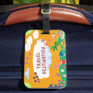 Retro Sunset Beach Luggage Tag