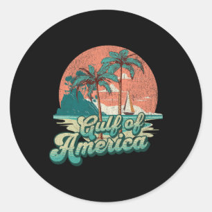 Retro Sunset Beach Vibes - Gulf Of Usa Classic Round Sticker