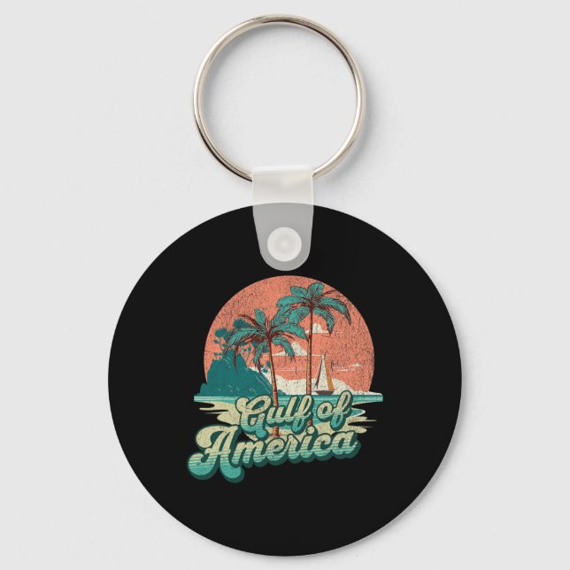 Retro Sunset Beach Vibes - Gulf Of Usa  Key Ring (Front)