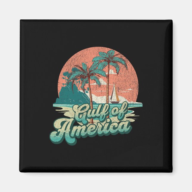Retro Sunset Beach Vibes - Gulf Of Usa  Magnet (Front)