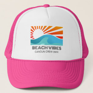 Retro Sunset Beach Vibes Vacation Summer Girl Trip Trucker Hat