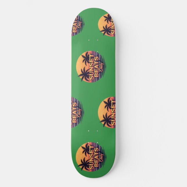 Retro Sunset Beats Only Palm Trees Vintage Skateboard (Front)