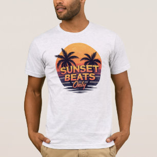 Retro Sunset Beats Only Palm Trees Vintage T-Shirt