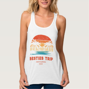 Retro sunset Besties Girls trip Matching Singlet