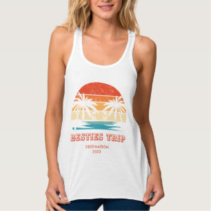 Retro sunset Besties Girls trip Matching Singlet
