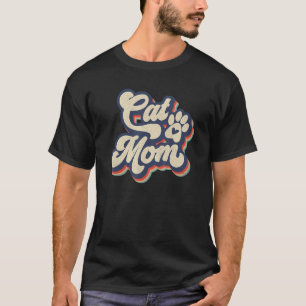 Retro Sunset Cat Mum Cat Paw Cat Women Vintage T-Shirt