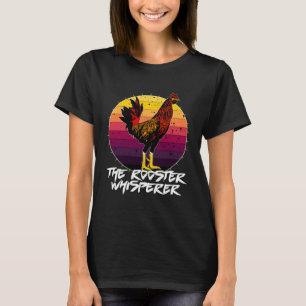 Retro Sunset Chicken Poultry Jokes The Rooster Whi T-Shirt