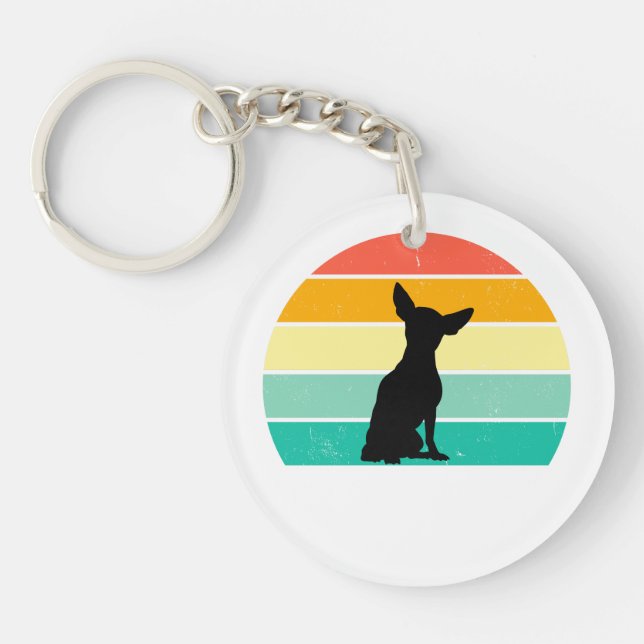 Retro Sunset Chihuahua   Key Ring (Front)