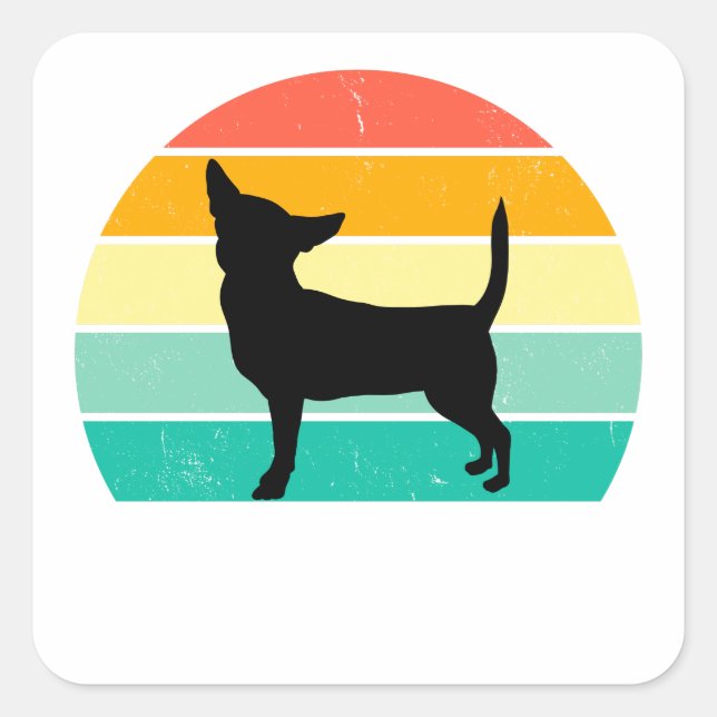 Retro Sunset Chihuahua       Square Sticker (Front)