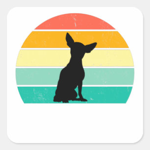 Retro Sunset Chihuahua   Square Sticker