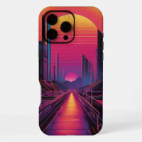 Retro Sunset City iPhone Case Vaporwave Aesthetic