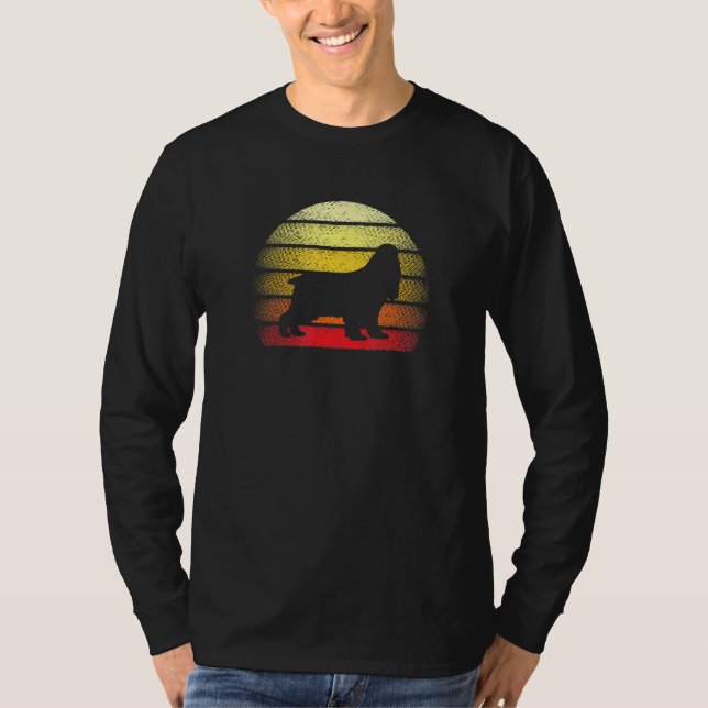 Retro Sunset Cocker Spaniel Dog Theme Design T-Shirt (Front)