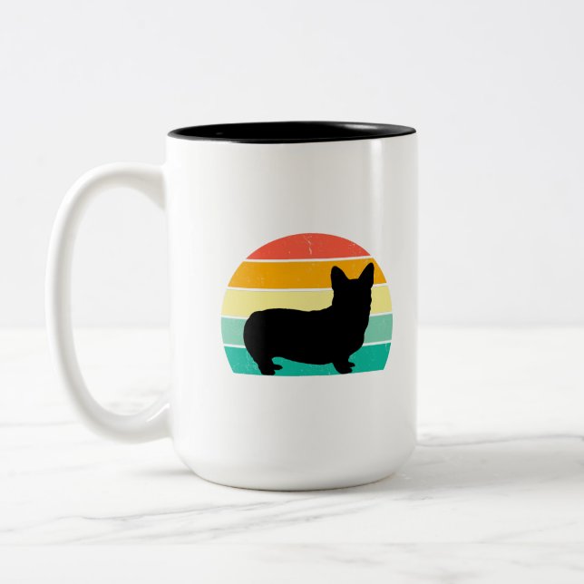 Retro Sunset Corgi    Coffee Mug (Left)