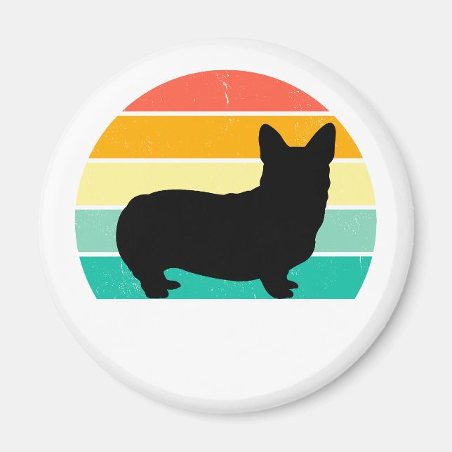 Retro Sunset Corgi  Magnet (Front)