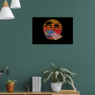 Retro Sunset CornHole Board American Flag Cornhole Poster