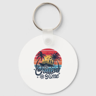 Retro Sunset Cruising On Cruise Time Hello Summer Key Ring