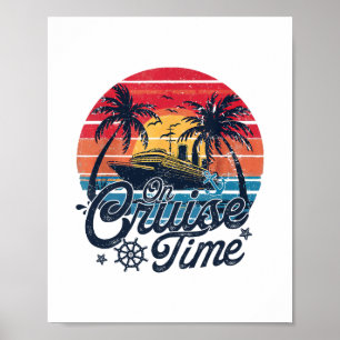 Retro Sunset Cruising On Cruise Time Hello Summer Poster