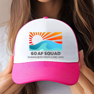 Retro Sunset Custom 60th Birthday Party Crew Squad Trucker Hat